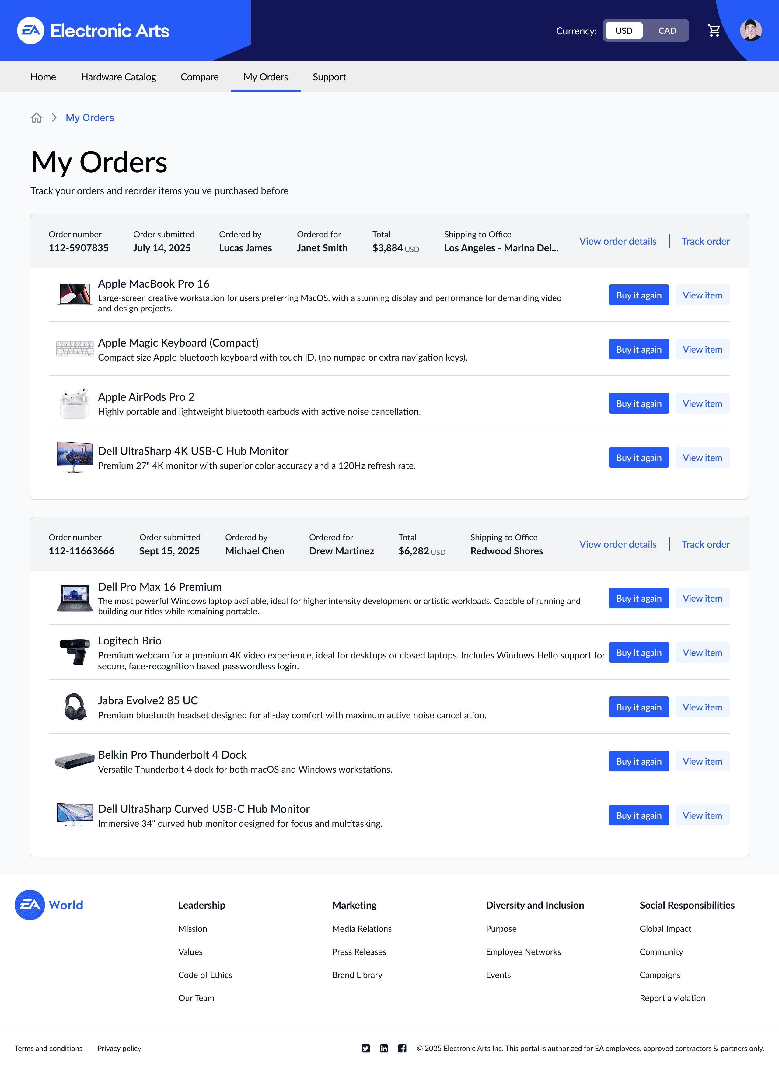 EA Omni Shopping orders